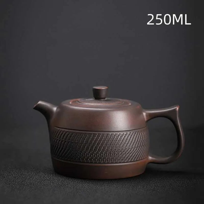 Teapots Vintage carved purple pottery teapot Chinese Kung Fu teapot single teapot Chinese teapot y240701