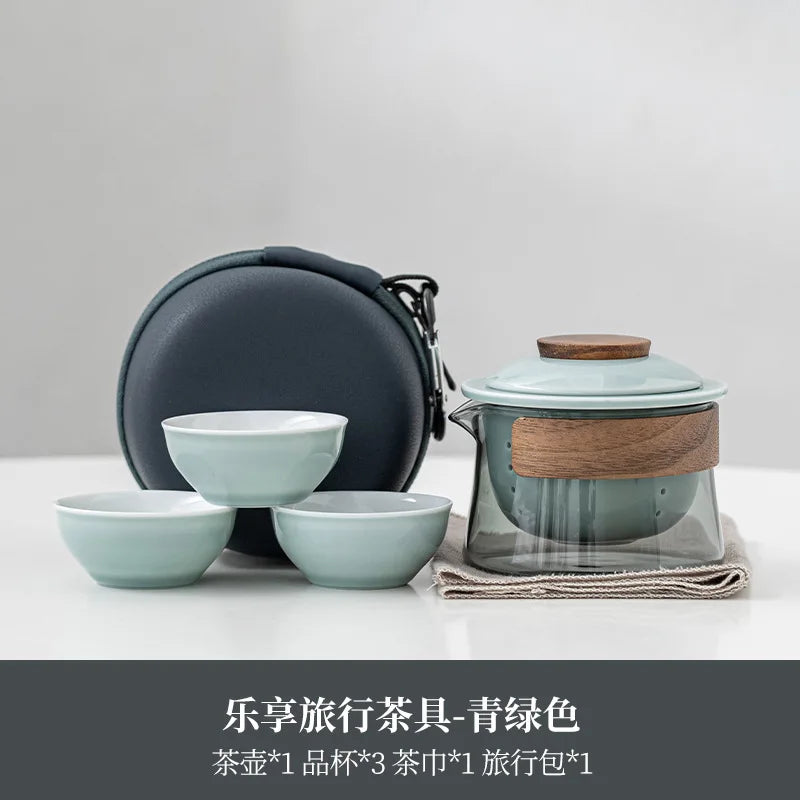 1 Bowl 3 Cups Zen Teapot and Tea Cup Set Kit Household Tea Making Travel Tea Set Outdoor Portable Bag Chinese Tea Set Supplies