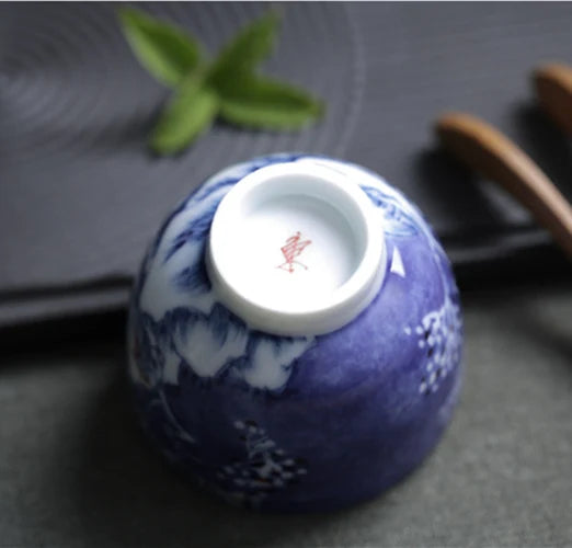 110ml Chinese master tea cup ceramic kungfu tea cups handpainted blue-and-white porcelain cup of tea under glazed teacups new