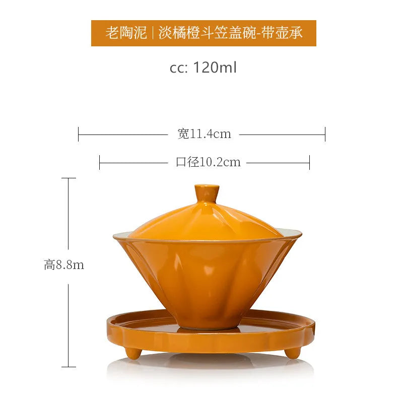 120ml Antique Ceramic Tea Cup Handmade Portable Gaiwan Tea Bowl Household Beauty Tea Infuser Chinese Tea Set Accessories