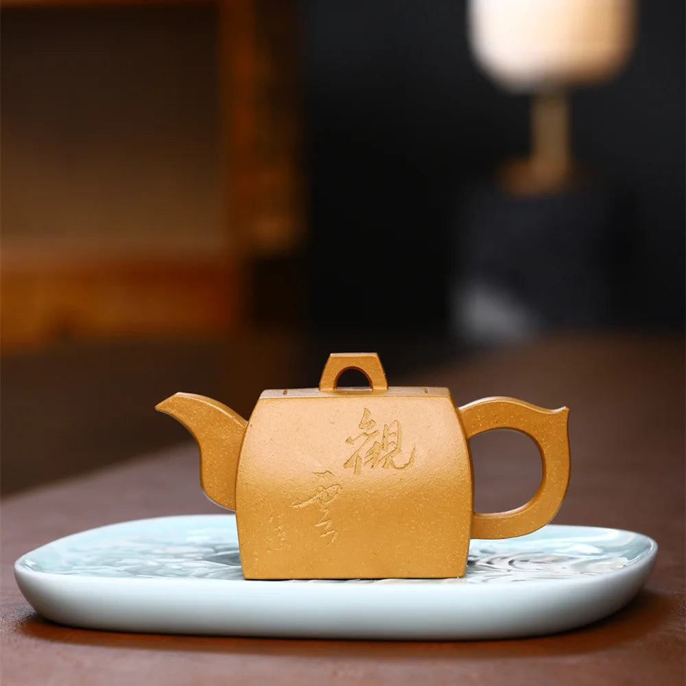 130cc Authentic Yixing Purple Clay Teapots Famous Handmade Tea Pot Raw Ore Bean Sand Kettle Chinese Zisha Tea Set Teaware