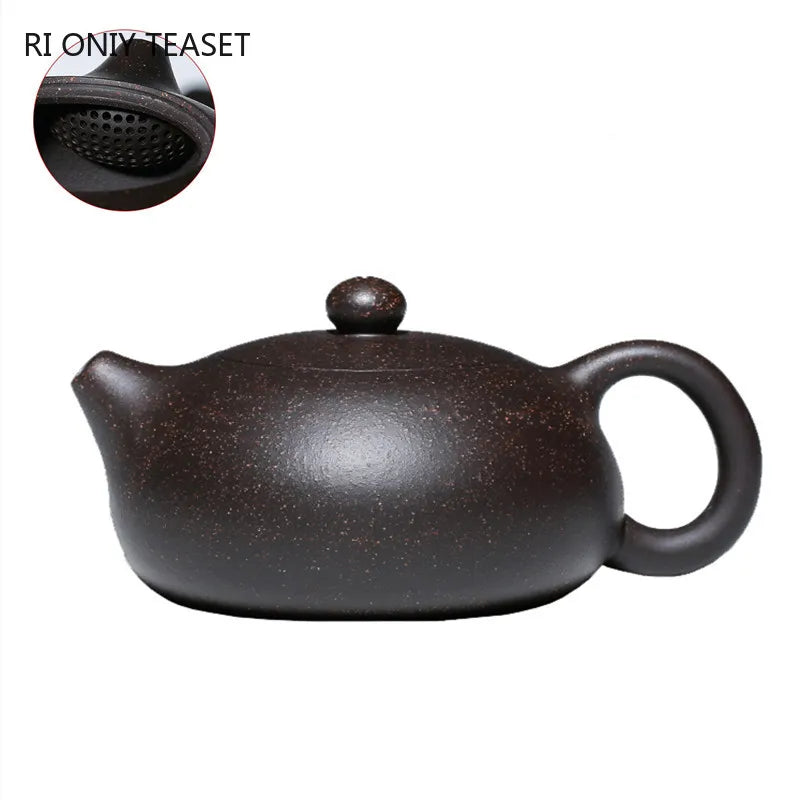 130ml Raw Ore Black Gold Sand Xishi Teapot Yixing Purple Clay Beauty Tea Pot Handmade Ball Hole Filter Tea Maker Zisha Teaware