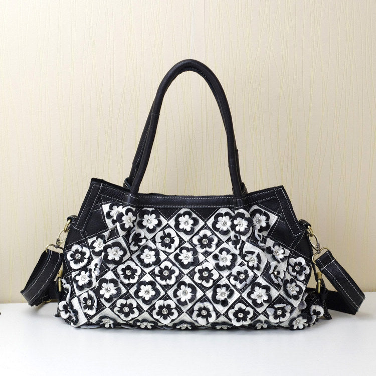 Genuine Leather Multicolor Handbag for Women, Unique Designer Crossbody Shoulder Top Handle Purse, Fashionable Cowhide Bag for Ladies