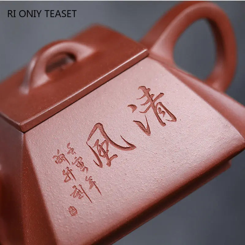 160ml Chinese Yixing Purple Clay Teapots Handmade Square Shape Tea Pot Raw Ore Purple Mud Kettle High-end Zisha Tea Set Teaware