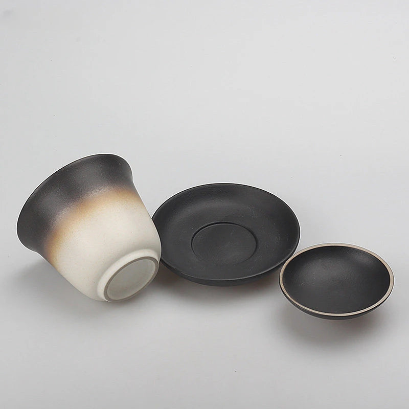 170ml Black Pottery Chinese Gaiwan Wedding Ceramic Tea Infuser Household Porcelain Tea Set Handmade Tea Bowl Teacup with Lid