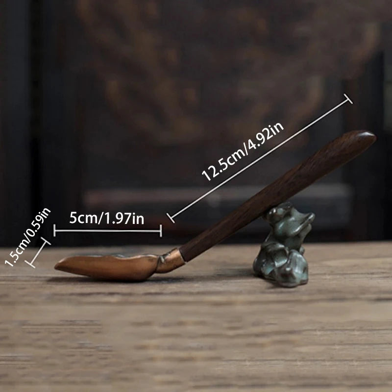 1PC Vintage Ebony Pu'Er Tea Spoon Solid Wood Handle Retro Creative Tea Shovel Tea KongFu Tea Ceremony Accessories Teaspoon