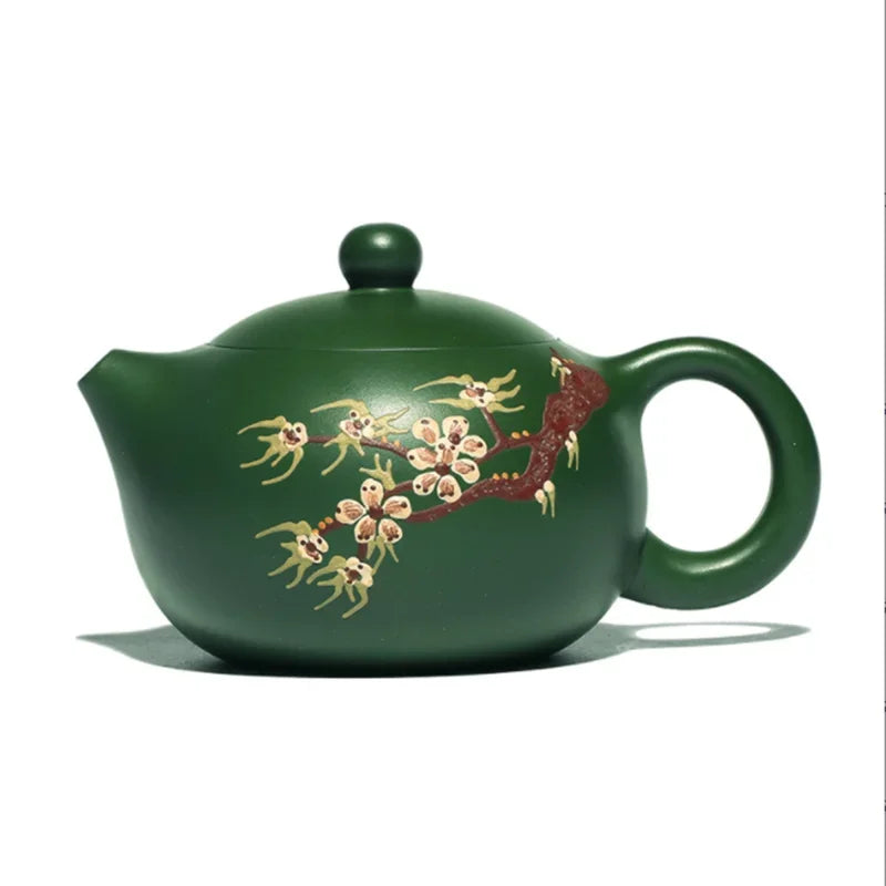 200ML Green Yixing Purple Clay Teapot Zisha Xishi Plum Flower Tea Pot with Tea Cup Handmade Kung Fu Tea Set Teaware