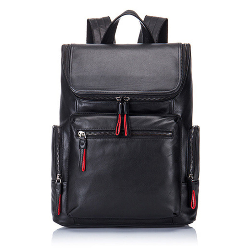 Genuine Cowhide Crocodile-Embossed Backpack for Men, Fashionable Creative Student School Travel Daypack, Durable Leather Laptop Computer Bag for Gentlemen