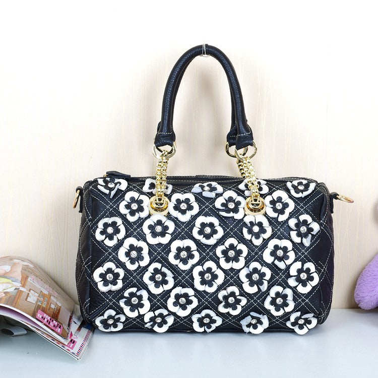 Genuine Cowhide Colorful Floral Handbag for Women, New Arrival Top Handle Crossbody Purse, Stylish Designer Bag for Ladies