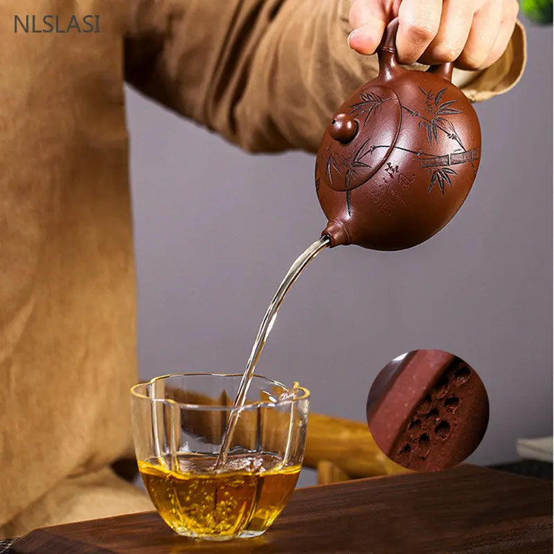 230ML Yixing Raw Ore Purple Clay Teapot Handmade Dahongpao Xishi Tea Pot Home Zisha Teaware Classic Beauty Filter Tea Kettle