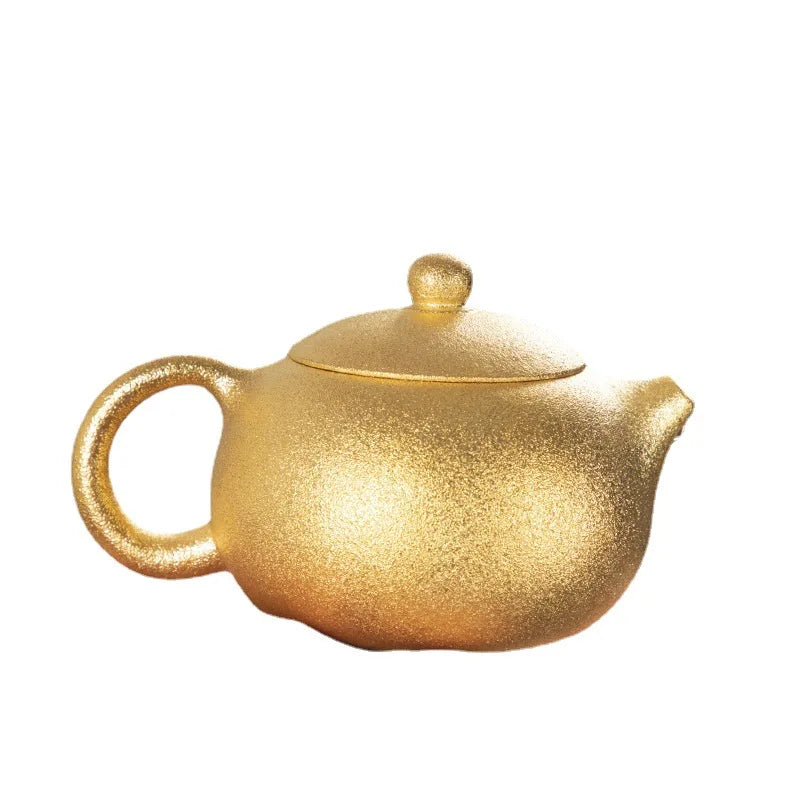 24K Gold Plating Ceramic Teapot, Beautiful Teapot, Handmade Kung Fu Tea Table, Yixing Teapot,Puer Tea Infuser Teapots Boil Water
