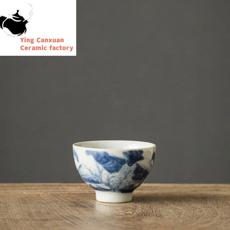 2pcs/lot Jingdezhen Ice Crack Ceramic Teacup Hand Painted Tea Bowl Chinese Retro Single Cup Master Tea Cups Teaware Accessories
