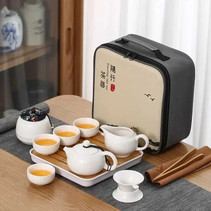 Teaware Sets Tea Set Purple Clay Portable Teapot Set Outdoor Travel Gaiwan Tea Cups of Tea Ceremony Teacup Fine Gift Organizer