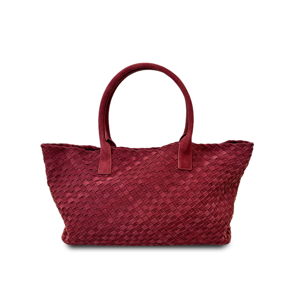 First layer cowhide genuine leather woven vegetable basket, first layer frosted cowhide tote large capacity portable large bag women