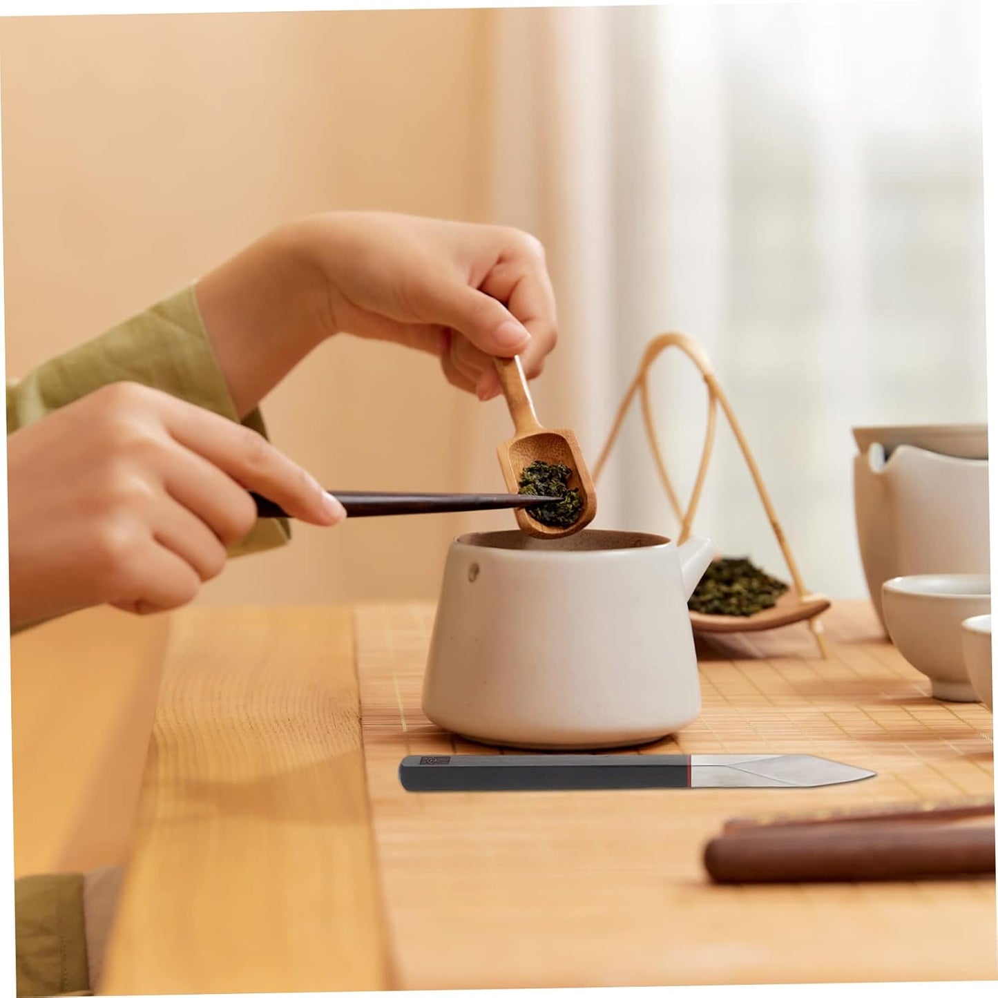 DECHOUS Pu-erh Tea Cone Ice Pick Tea Cutter Tea Brick Needle Puerh Tea Needle Stainless Kitchen Utensils Puerh Tea Brick Tea Cake Tool Pro Tools Tea Needle Effort Pu'er Tea Wood