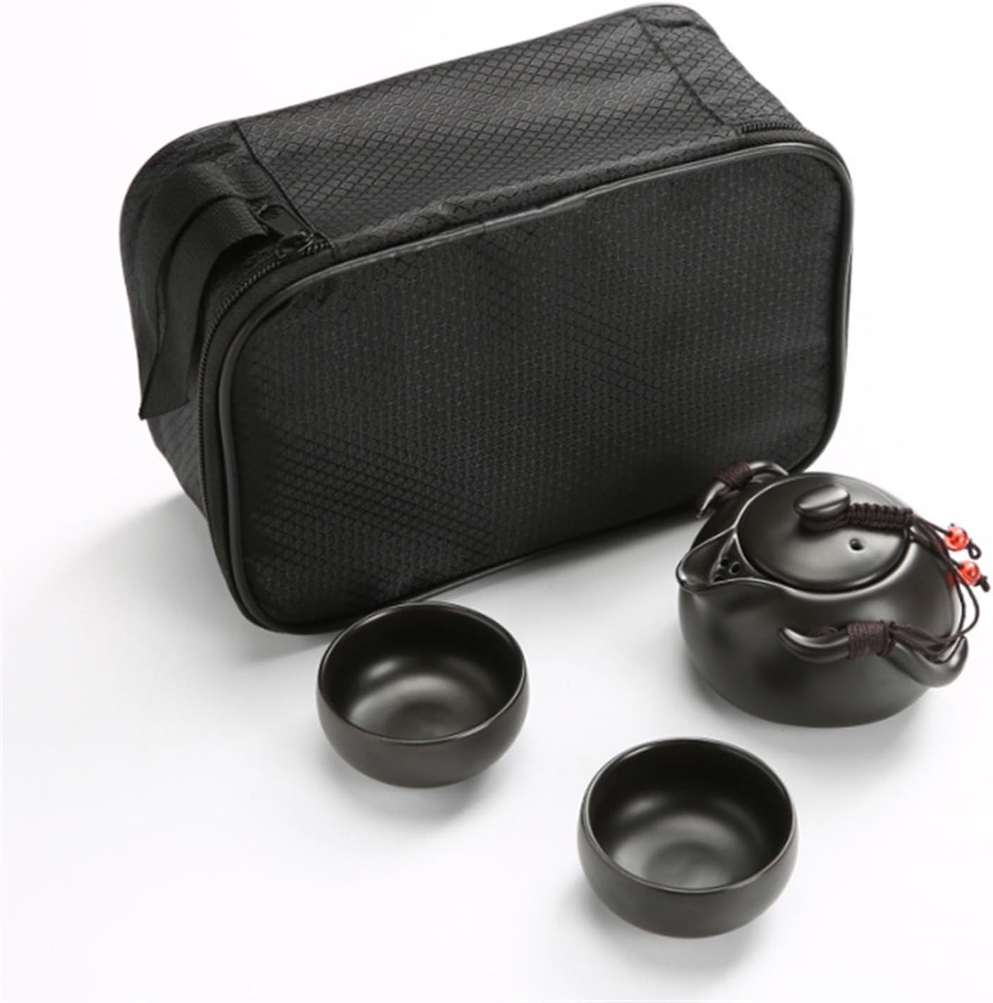 Chinese/Japanese Tea Set Chinese Tea Travel Tea Set Kung Fu Tea Set Ceramic Portable Teapot Porcelain Teaset Gaiwan Tea Cups of Tea Ceremony Tea Tool Portable Teapot Set Tea Gift set (Size : Black 5P