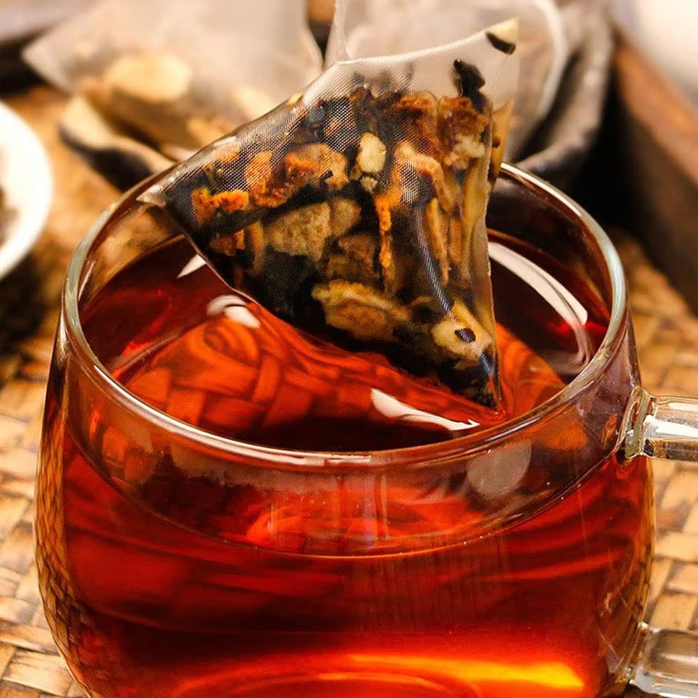 Chenju Pu'er Tea 48g (4g*12 packs), tangerine peel, orange peel, Pu'er tea, herbal tea, combination tea, fruit tea, brewed, soaked in water, individually small packaging, triangular tea bags, easy to carry 陈橘普洱茶