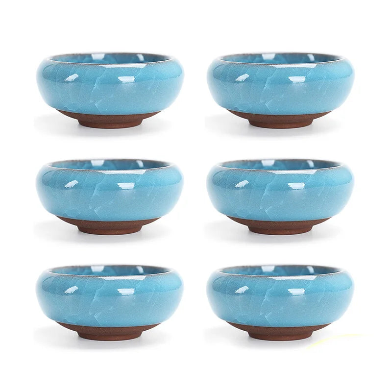 6pcs/lot Chinese Crack glaze kungfu tea cup,Porcelain China Teacups and SaucerTea Bowl 50ml China Tea Pot Celadon Crackle Teacup