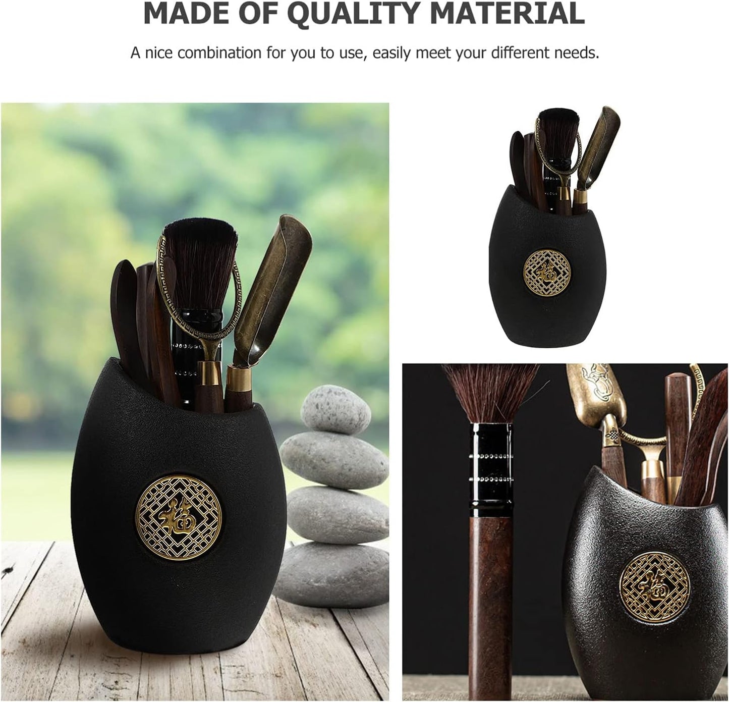 Hemoton 6pcs Six Gentlemen of Tea Ceremony Ceramic Tea Tool Tea Accessories Small Teaspoon Gongfu Tea kit Chinese Tea Ceremony Utensils Tea Tools puerh Gentleman Wood Travel China Fu