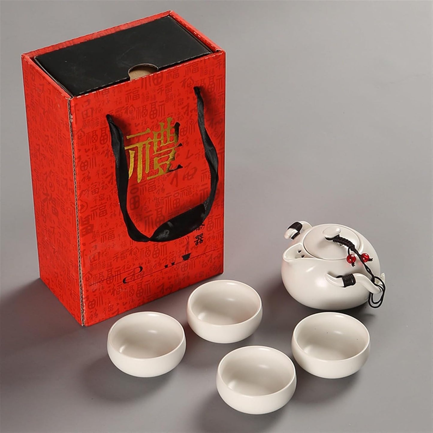Chinese/Japanese Tea Set New Chinese Tea Gift Travel Tea Set Kung Fu Tea Set Portable Teapot Porcelain Teaset Gaiwan Tea Cups of Tea Ceremony Tea Tool Portable Teapot Set Tea Gift set (Size : White 3