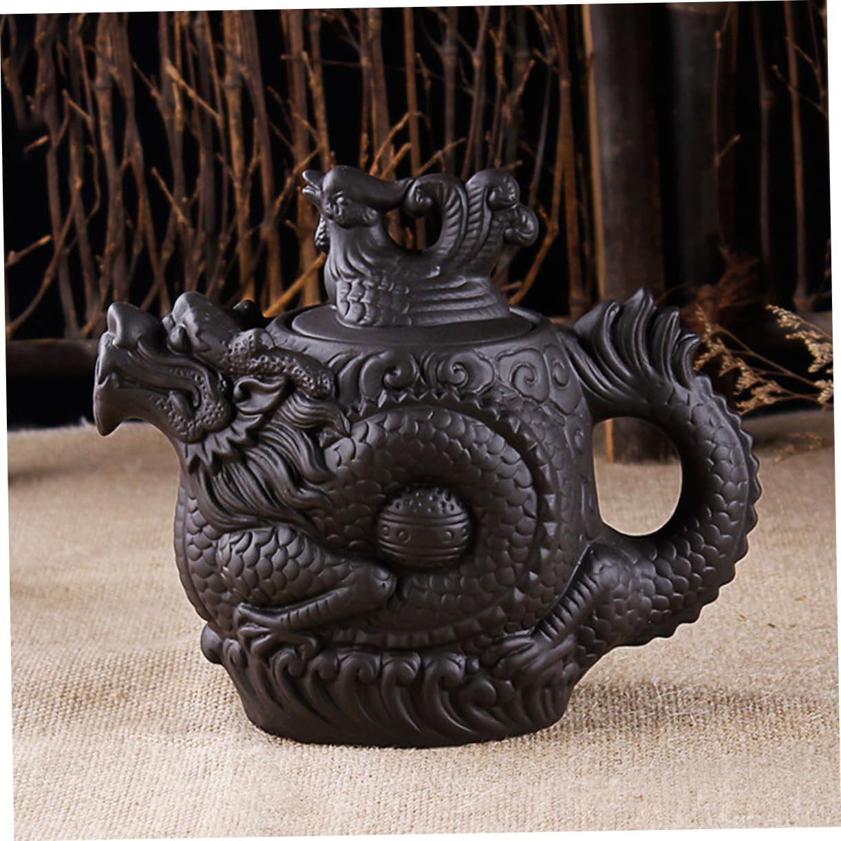 Mikinona Dragon Phoenix Purple Clay Teapot Dragon Teapot Brass Teapot Tea Pot Tea Kettle Ceramic Zisha Teapot Tea Maker Kettle Porcelain Kettle Cast Iron Teapot Embossed Travel China
