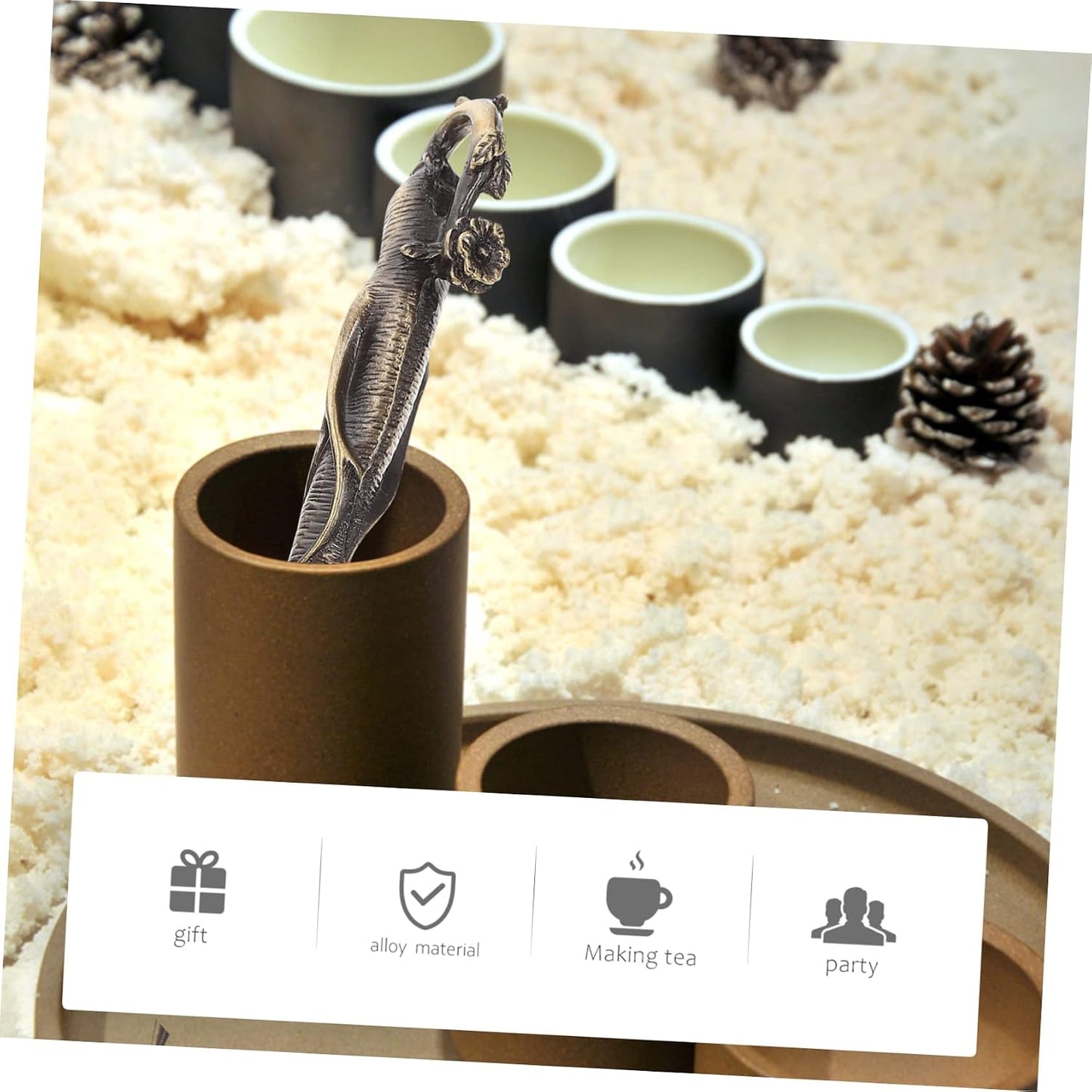 BRIGHTFUFU Pu'er Tea Tea Pry Tea Cone Wood Tea Knives Ice Brick Tea Prying Puerh Pick Puerh Tea Tool Tea Tong Tea Drinking Needle Puer Tea Cutter Tea Cutters Portable Alloy Metal