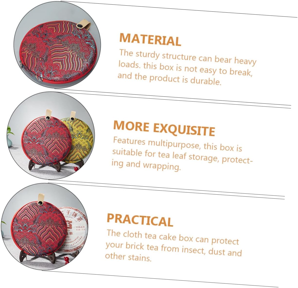NAMOARLY Tea Cake Storage Bag Pu Er Tea Tray Kung Fu Tea Accessories Tea Chest Pu Er Tea Cake Bag Puer Tea Cake Bag Tea Cake Container Travel Tray Pu'er Tea Cake Bag Cloth Household China