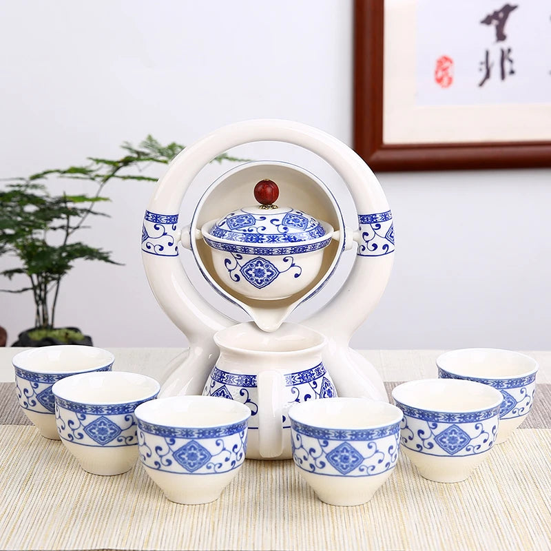 8 Pcs Set Semi Automatic Tea Sets Chinese Ceramic Purple Clay Tea Set Tea Cup The Kung Fu Teapot Set