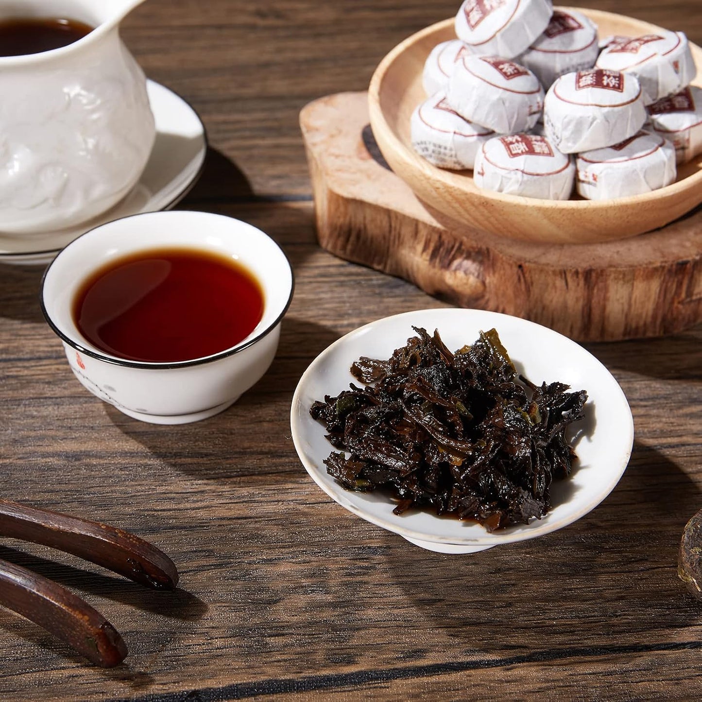 HUAYING Pu-erh Tea, Ripe Puerh Tea Mini Tea Cake with Glutinous Rice Fragrant, Loose Leaf Tea (8.47 Ounce/240g)