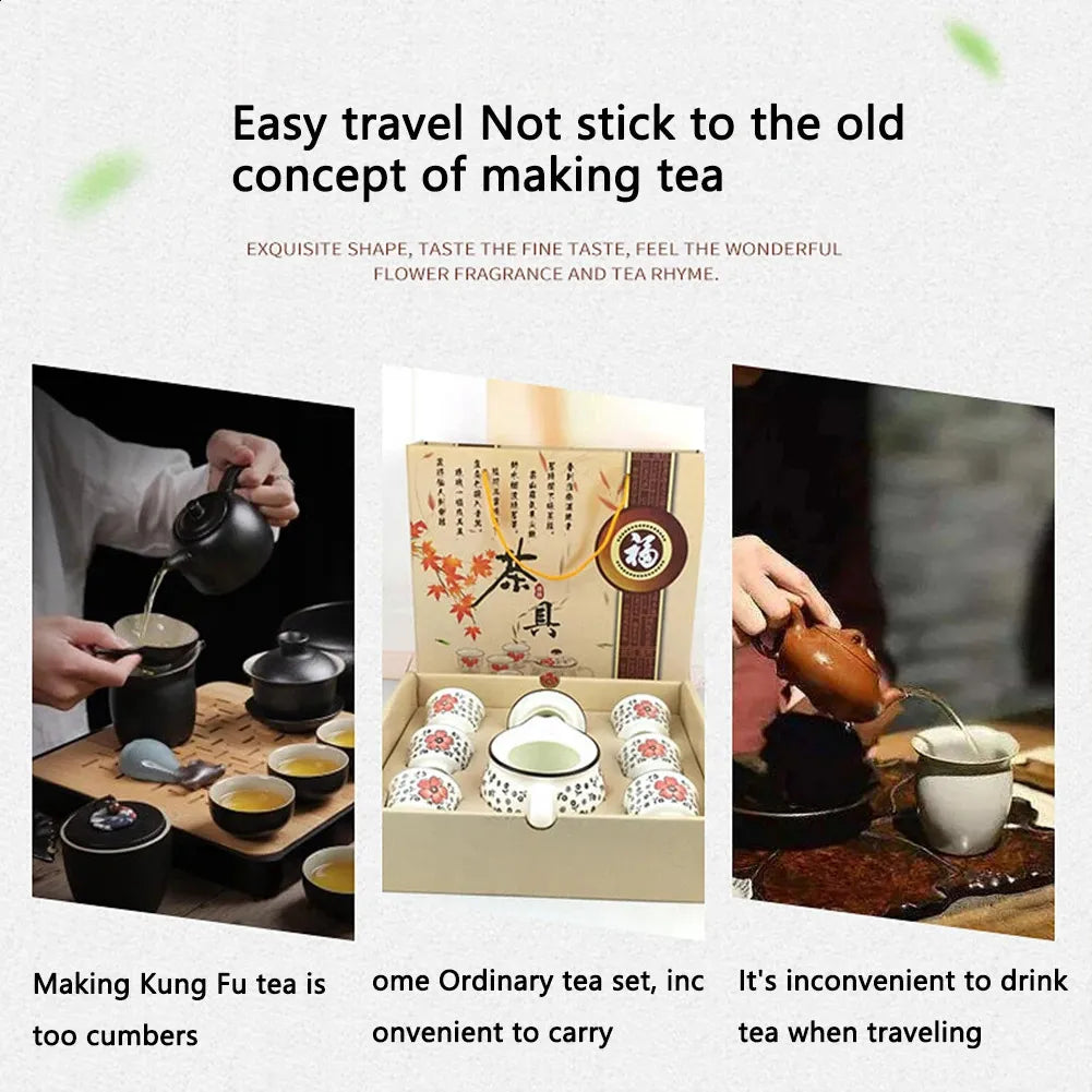 8Pcs Teaware Chinese Tea Set Portable Tea Cup Tea Pot Tea Caddy Travel Teapot Set All in Travel Bag Handmade Purple Clay Teapot 240731