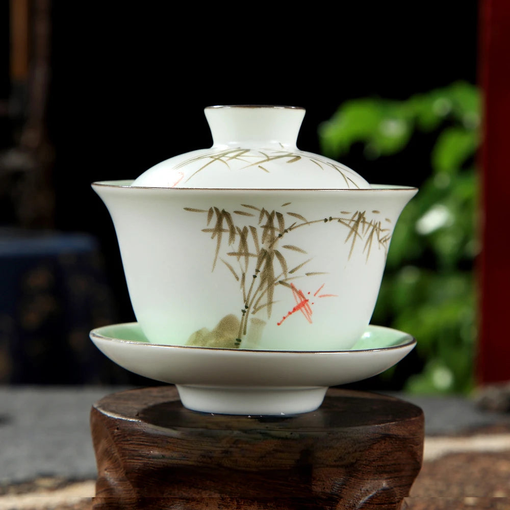 Beautifully Ceramic Sancai Gaiwan Chinese Handmade Porcelanas Tea Cup Kung Fu Teaware Bowl Home Teacups Tea Tureen