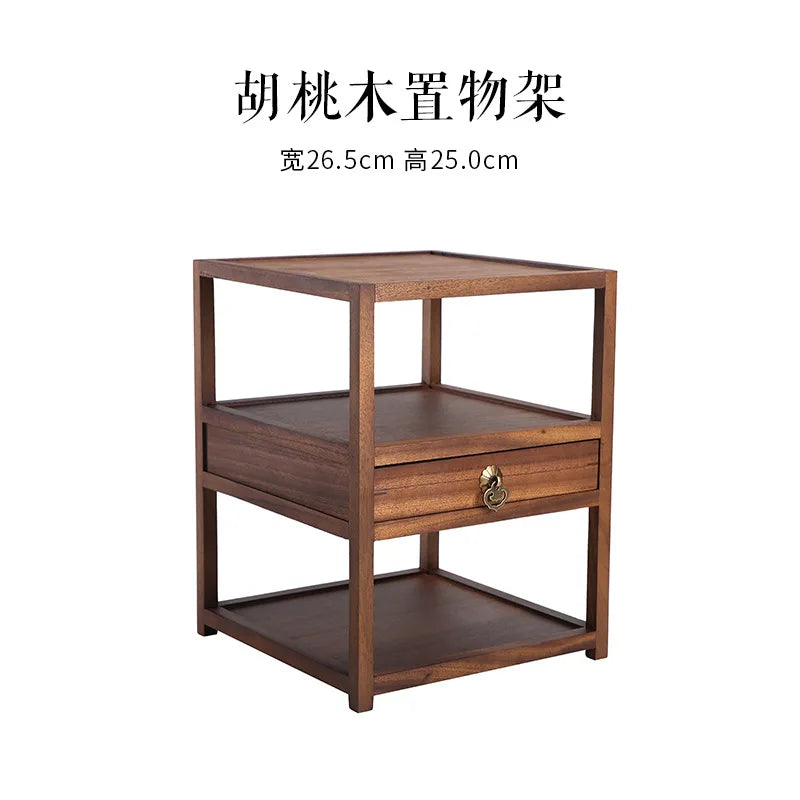 Black Walnut Solid Wood Pu'er Tea Caddy Multi-Layer Storage Brick Tea Storage Box Tea Service Plate Tea Shelf Chinese Decorati