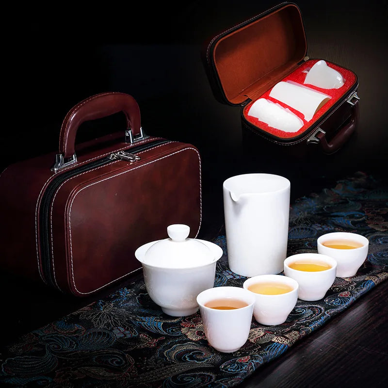Chinese Tea Set Ceramic Suet jade Teapot Teacup Gaiwan Porcelain Teaset Kettles Teaware Sets Drinkware Chinese Tea Free Shipping