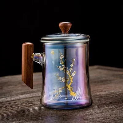 Colorful Glass Heat-resistant Teacup Tea Cup Gaiwan Tea Leak Chinese Kung Fu Tea Ceremony Set Teaware Coffee Mug Office Home Use