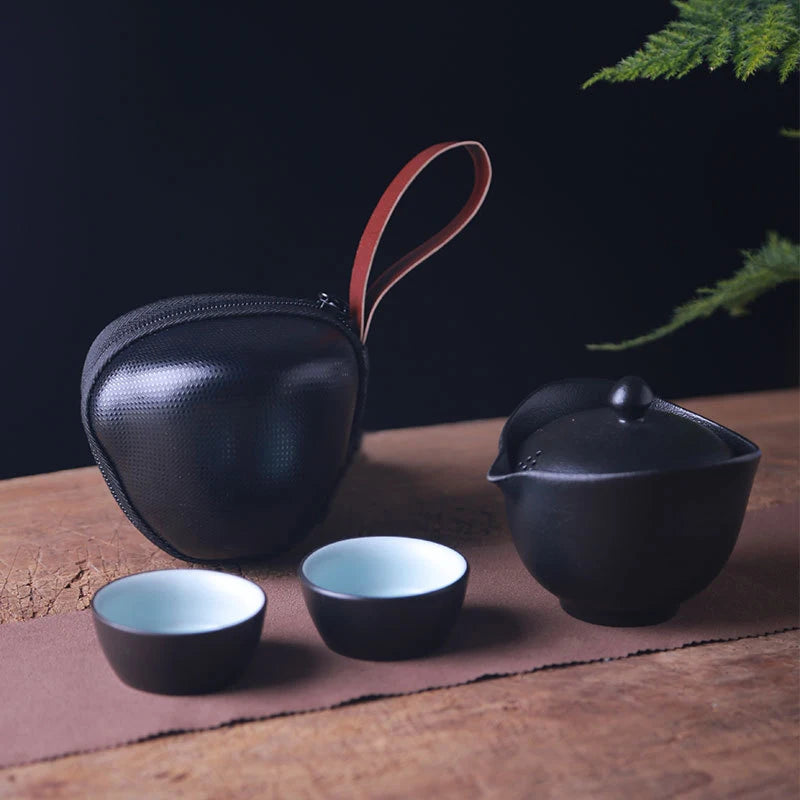 Customize Chinese Tea Set Ceramic Portable Teapot Set Outdoor Travel Gaiwan Tea Cups of Tea Ceremony Teacup Fine Gifts