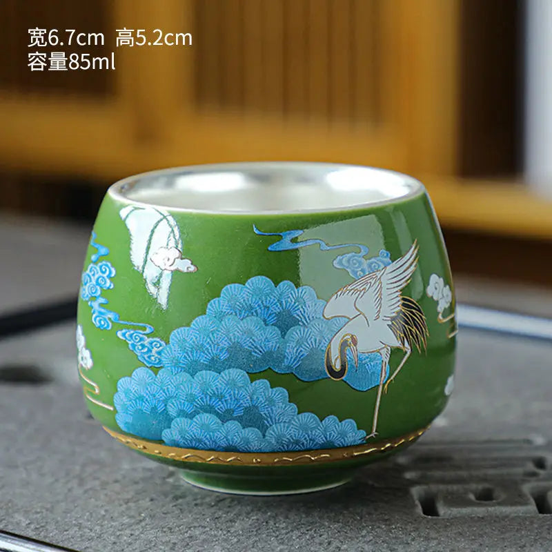 Gilt Silver Tea Cup Ceramic Teacup Enamel Silver Tea Cup Chinese Kung Fu Tea Set Colorful Master Cup Gift Box