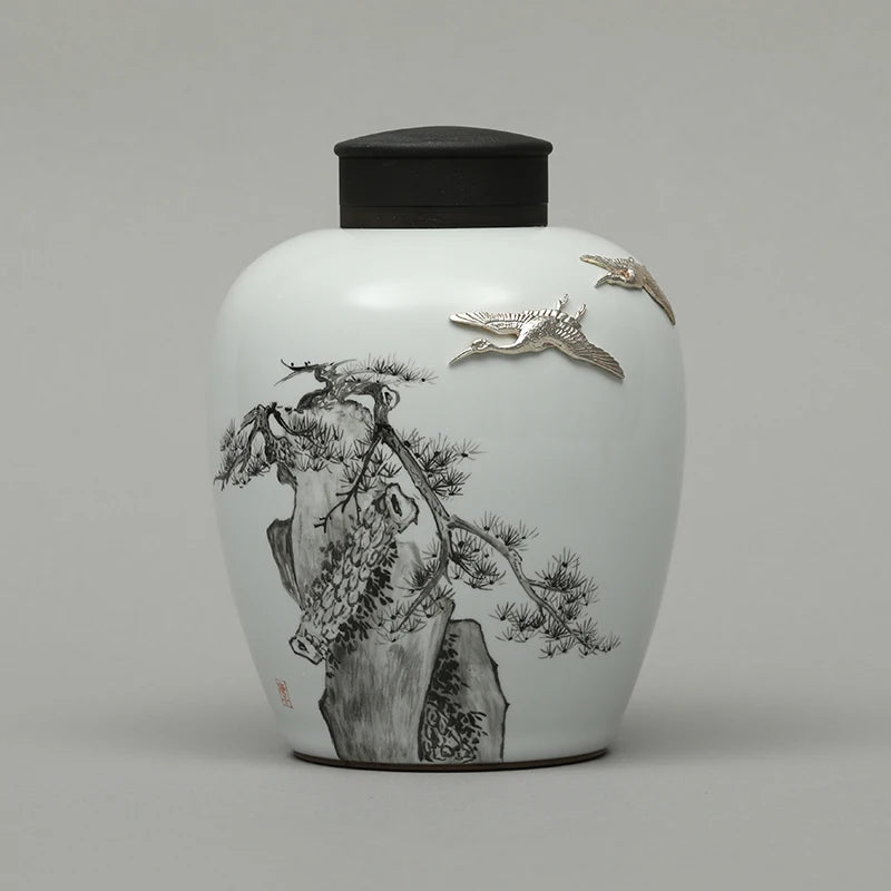 Guanfu Museum: Hesong Lingxiaoxiao Porcelain Tea Pot Pu'er Tea Tea Box Storage Tea Caddy Tea Storage Pot Tea Caddy Ceramic Pot