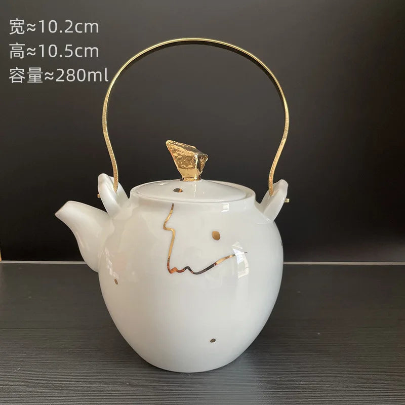 Handmade Ceramic Teapot Set Exquisite Chinese Gongfu Teaware Classic Ceramic Tea Kettle with Infuser Tea Cups Pot