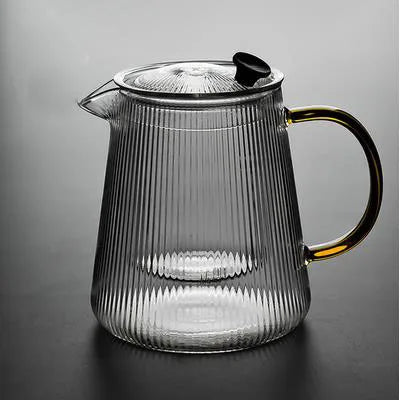 Japanese Style Stripes High Borosilicate Glass Teapot With Filter Puer Kung Fu Flower Tea Set Infuser Tea Coffee Teaware