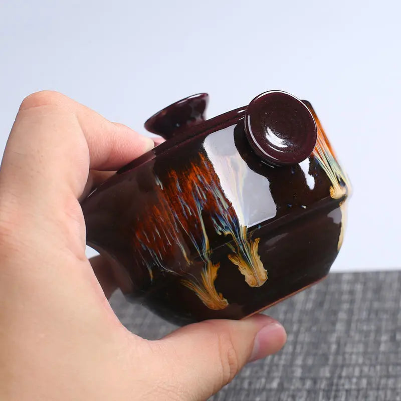 Kiln Change Travel Tea Set, Portable Teapot, 1 Pot2 Cups, Outdoor Car Teapot, Quick Guest Cup, Teaware Porcelain