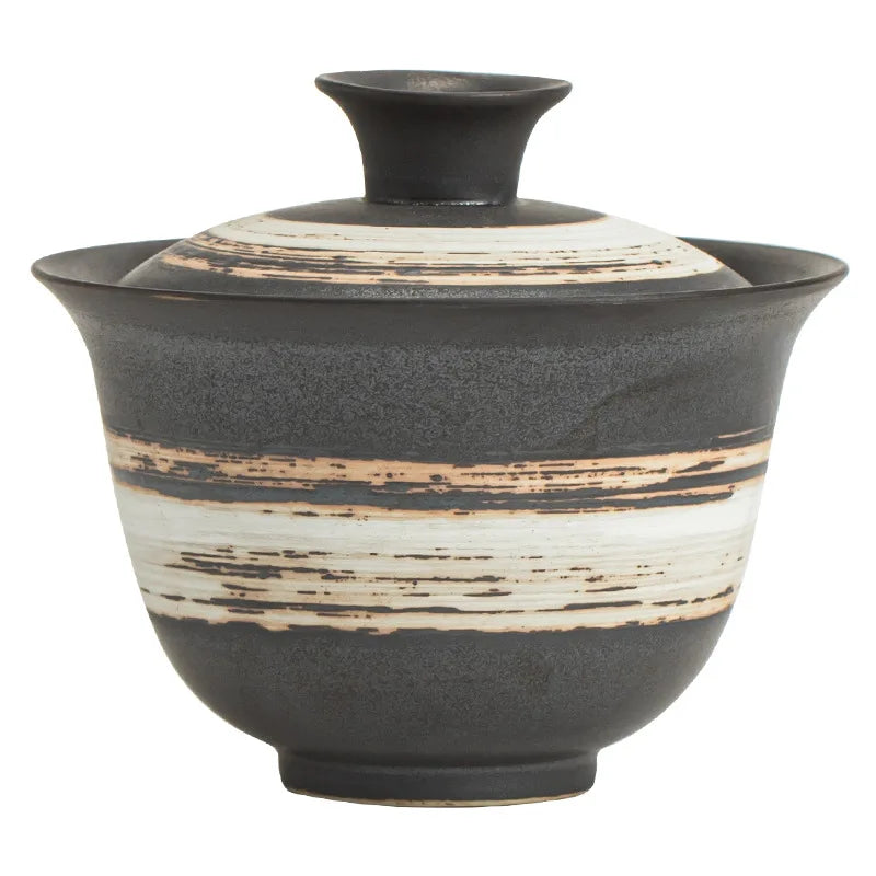 Kung Fu Tea Teaware Gaiwan Large Capacity Tea Making Device Stoneware Retro Ceramic Tea Bowl Tea Cup Gaiwan Kung Fu Tea Set
