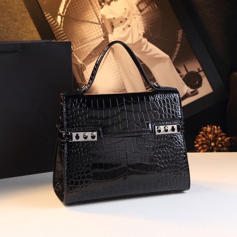 New Arrival Best-Selling Kelly-Inspired Croc-Effect Leather Bag for Women, A High-End Top-Handle Crossbody Shoulder Handbag with Genuine Leather