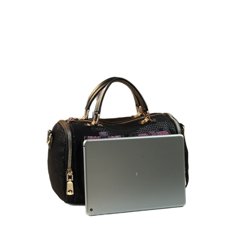 Rhinestone Sequin Soft Leather Tote Bag for Women Large Capacity Shoulder Crossbody Handbag, Sparkly Glamorous Purse with Premium Finish