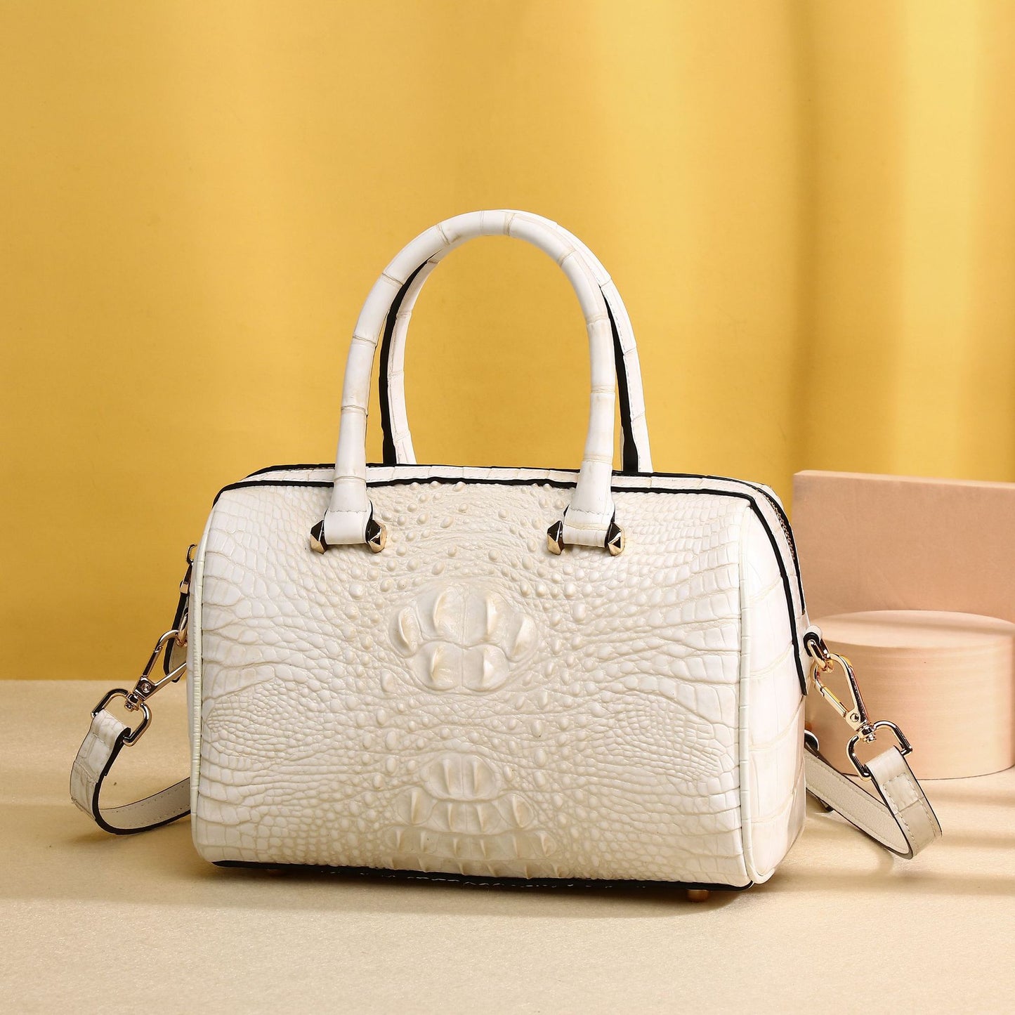 New Arrival Croc-Effect Classic Pillow Bag for Women, A Premium Top-Handle Crossbody Shoulder Handbag with Casual Fashionable Design
