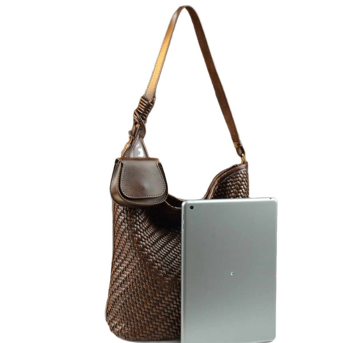 Woven Tote Bag for Women Fall Winter Large Capacity Travel Shoulder Handbag with Detachable Small Pouch, Versatile Everyday Carryall