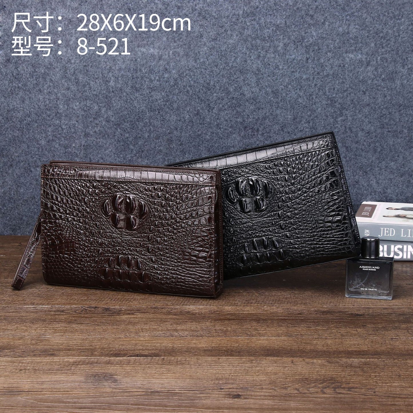 New Arrival Croc-Effect Large Clutch Bag for Men, A Multi-Functional Envelope Wallet with Classic Fashionable Design, Perfect for Documents, Travel & Daily Use