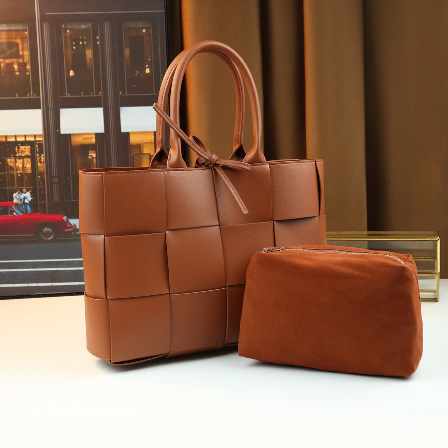 Handwoven Large Capacity Tote Bag for Women with Detachable Sub-Bag, Versatile Casual Shoulder Handbag with Artisan Woven Craftsmanship