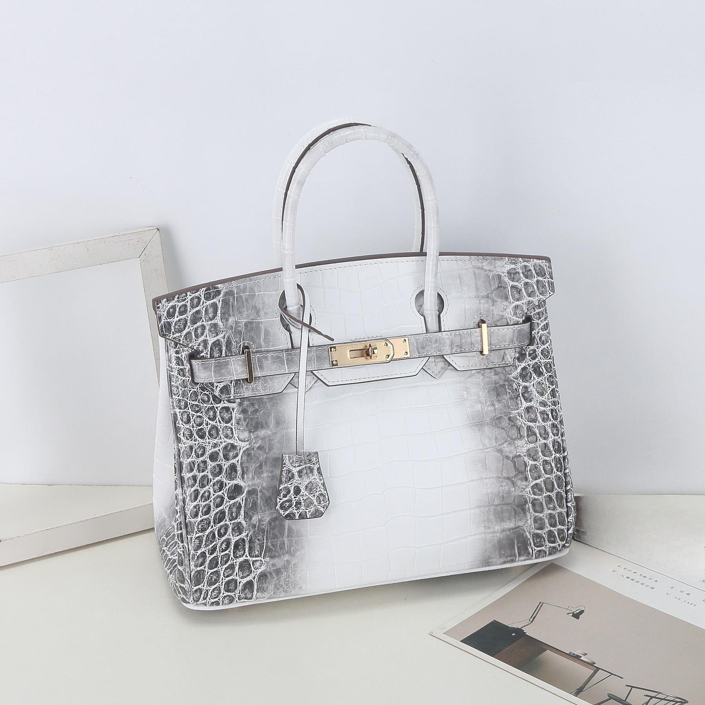Genuine Leather Crocodile-Embossed Birkin-Style Bag for Women, Structured Large Commute Top Handle Shoulder Crossbody Purse, Versatile Everyday Handbag for Ladies