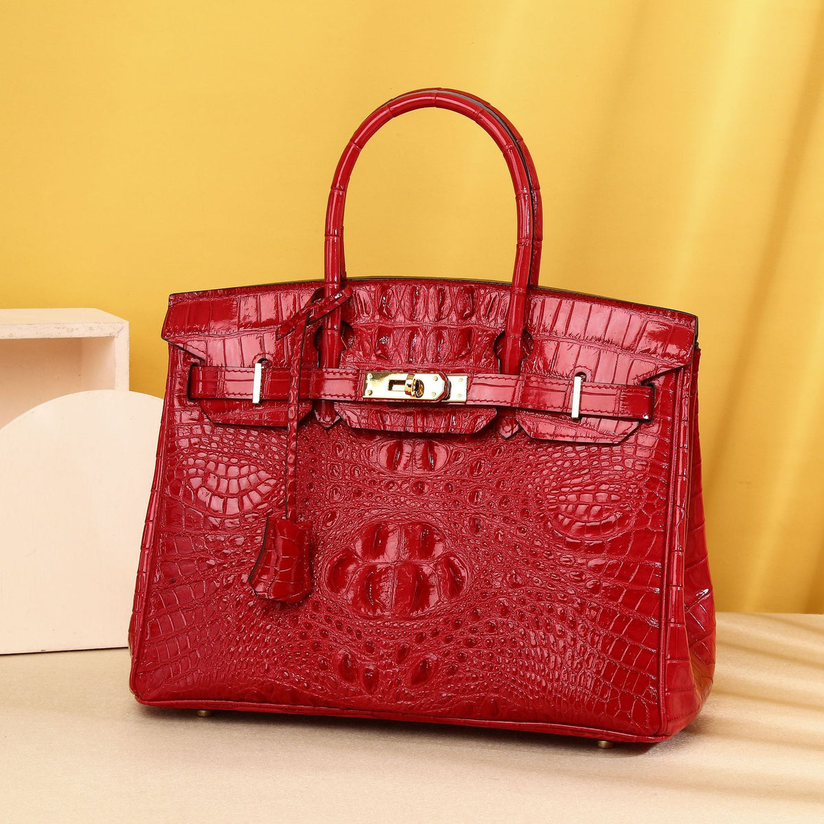 Elegant Croc-Embossed Birkin-Inspired Tote Bag for Women, Large Capacity Wristlet Handbag with Classic Versatile Design, Perfect for Everyday Style