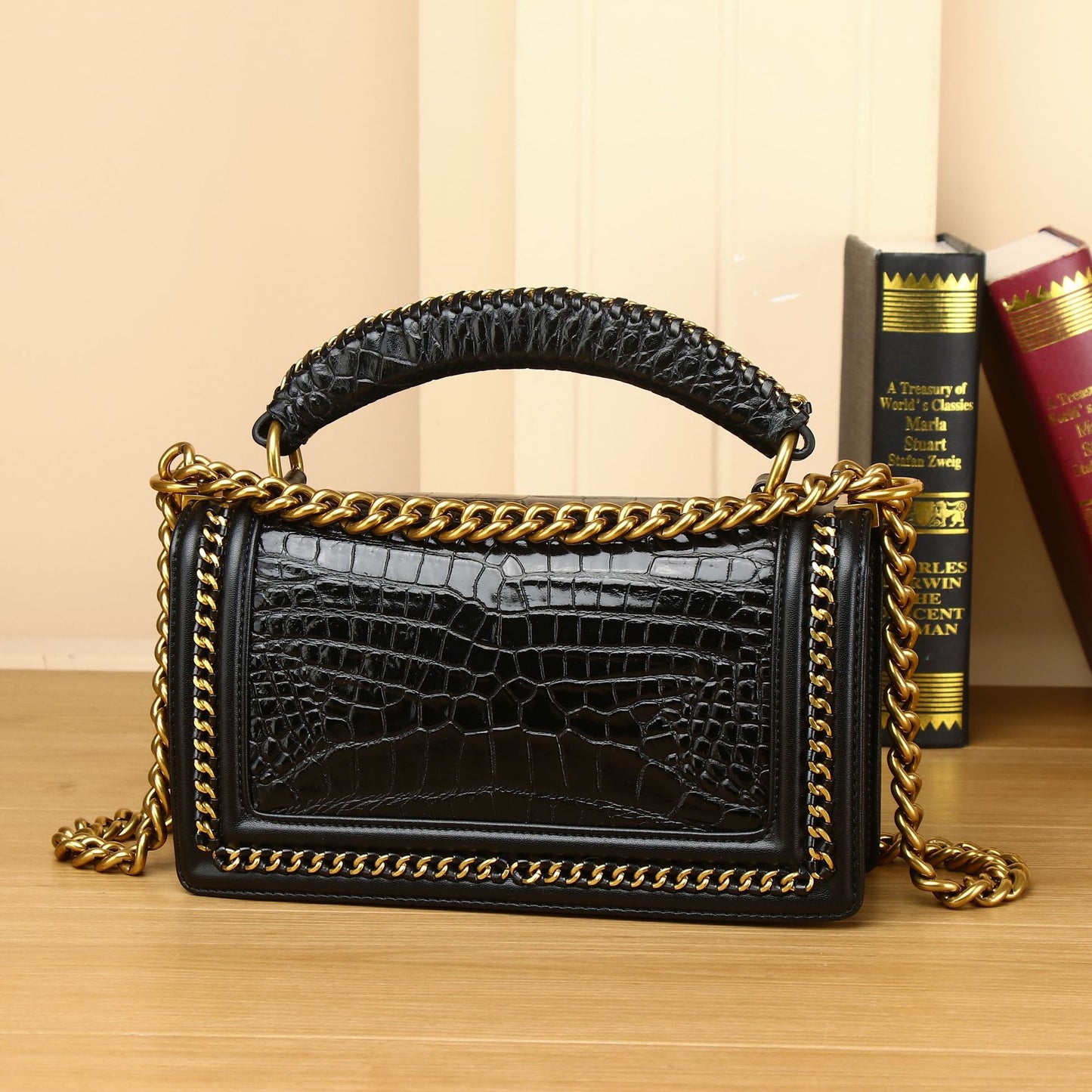 New Arrival Croc-Effect Genuine Leather Bag for Stylish Moms, A Versatile Lightweight Shoulder Crossbody Handbag with Fashionable Commuter Design